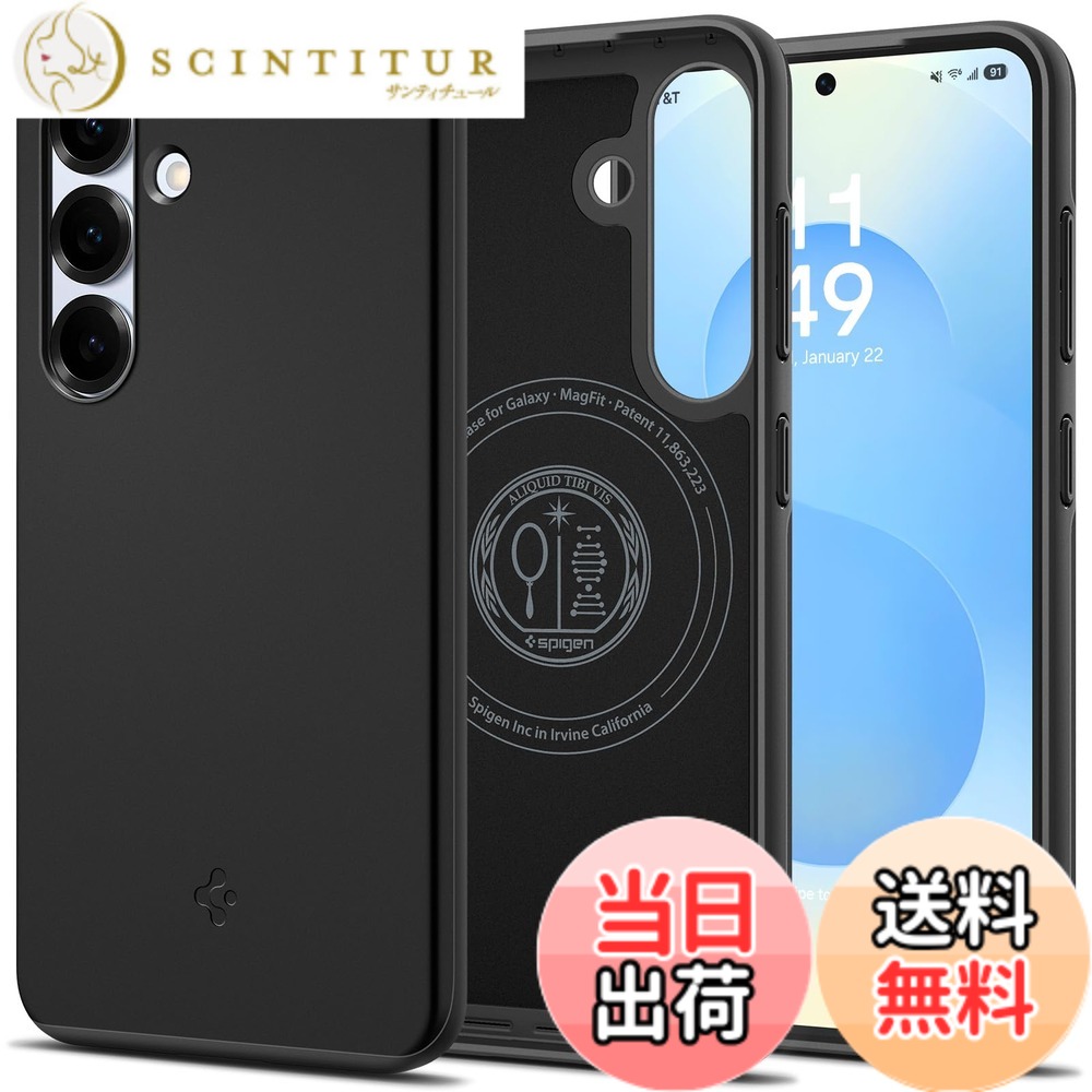 【送料無料】Spigen 【創業18年の技術力】 Galaxy S25 ケース 薄型 MagSafe対応 耐衝撃 マット仕上げ 軽量 米軍MIL規格取得 2重構造 指紋防止 Qi2ワイヤレス充電対応 シン・フィット ACS08993(ブラック)