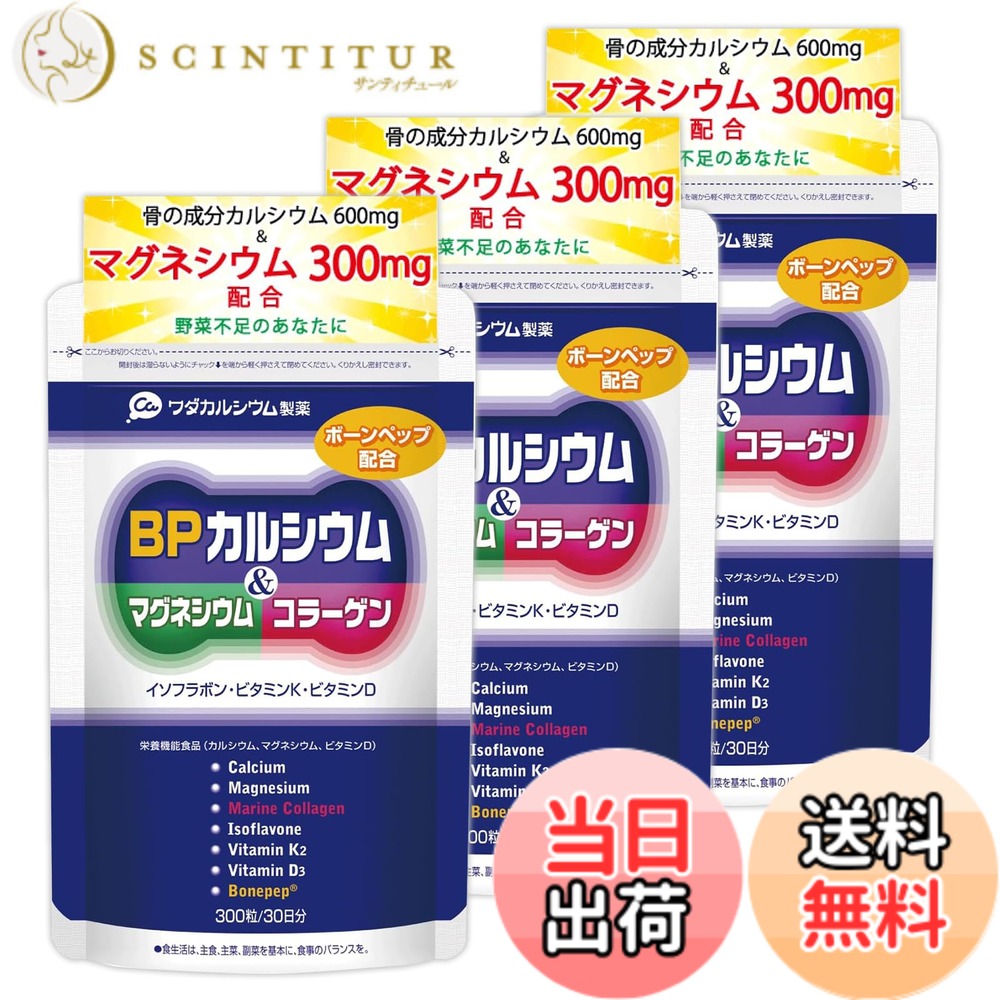 【貨物輸送無料】ワダカルシウム製薬 BPCa サプリ Ca マグネシウム ヴィタミンD練り合わせる 栄養物役立つこと食料雑貨類 骨と歯の思わしい守りつづけるに 日本製 約30日分 3袋仕掛ける