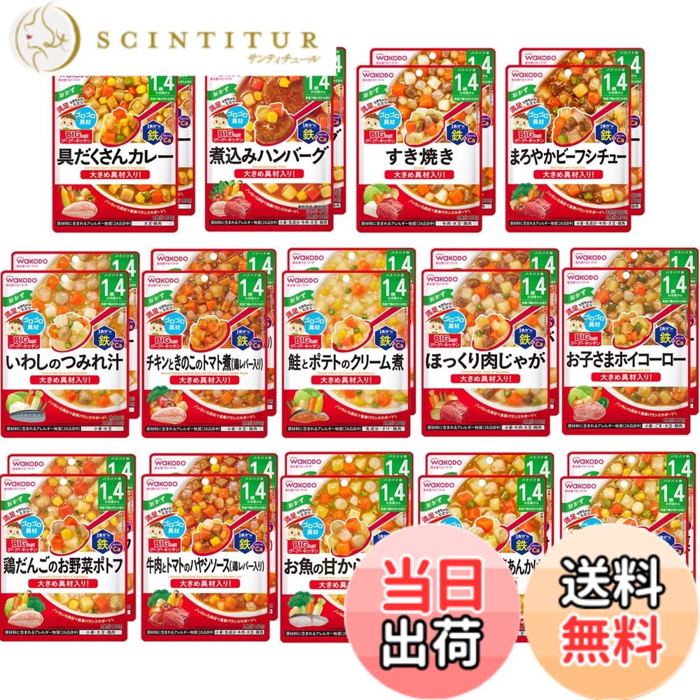 【貨物輸送無料】BIG大いさのグーグーキッチン 1歳4か月頃から 食べ比べ書き割り 離乳食 もの言う花ボンネット (全14種x2 28個書き割り)