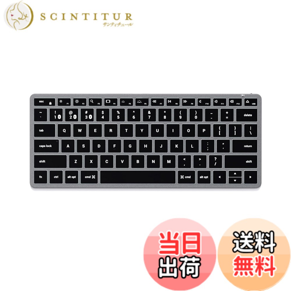 【送料無料】SATECHI Slim X1 薄型 Bluetooth ワイヤレスキーボード − US QWERTY 配列、バックライト付き、マルチペアリング対応 − MacBook Air & Pro M5/M4、Mac Mini、iPad Air & Pro M5/M4、iMac 他対応 −グレー|サンティチュール