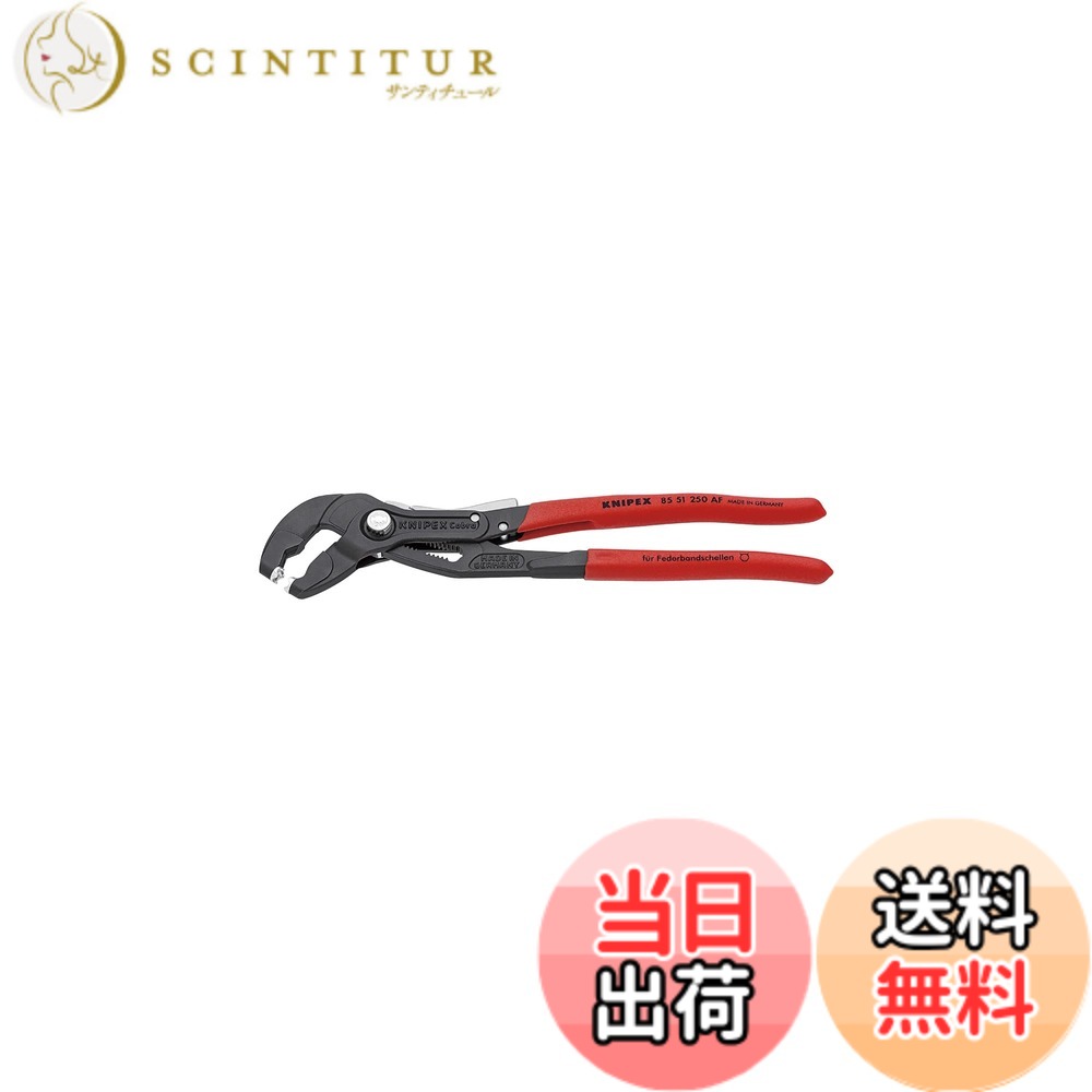 【貨物輸送無料】クニペックス(Knipex) てこの理論的根拠により小っちゃい力でやり方能力のあるなスプリングホースクランププライヤー 鍵を掛けるとり備える付き添い人 全長250粍 8551-250AF