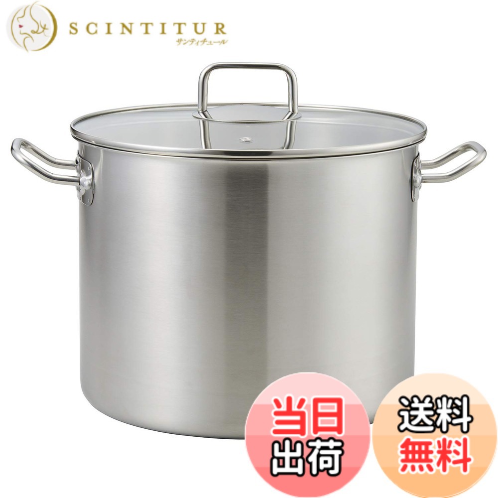【送料無料】ベストコ(Bestco) 寸胴鍋 サテン 28cm エコーズ 軽い 見える ステンレス ガラス蓋付 IH対応 ND-6348