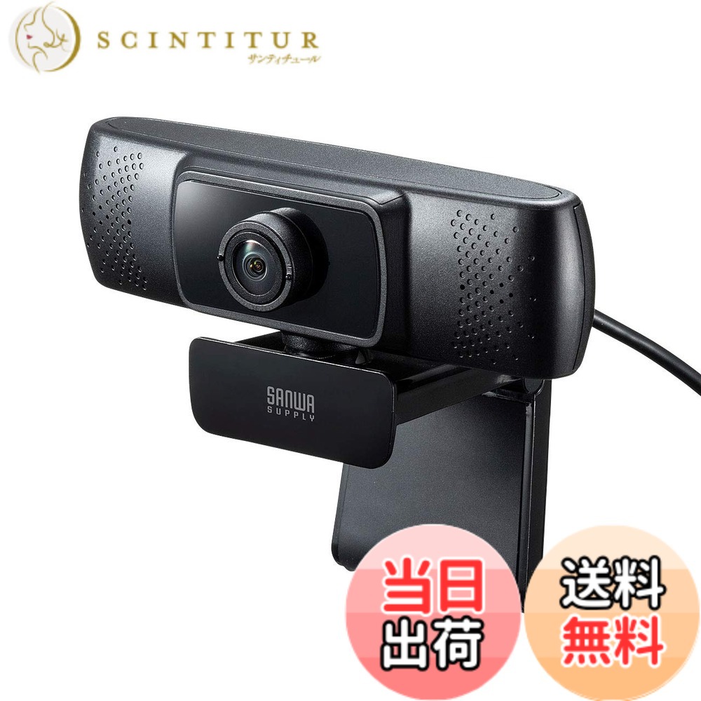 【貨物輸送無料】サンワサプライ 話し合い用広広とした水晶体WEB写真機 USB繋ぎ合わせる 150°超広角 マイクロホン内蔵 Skype相応う 黒いこと CMS-V43BK