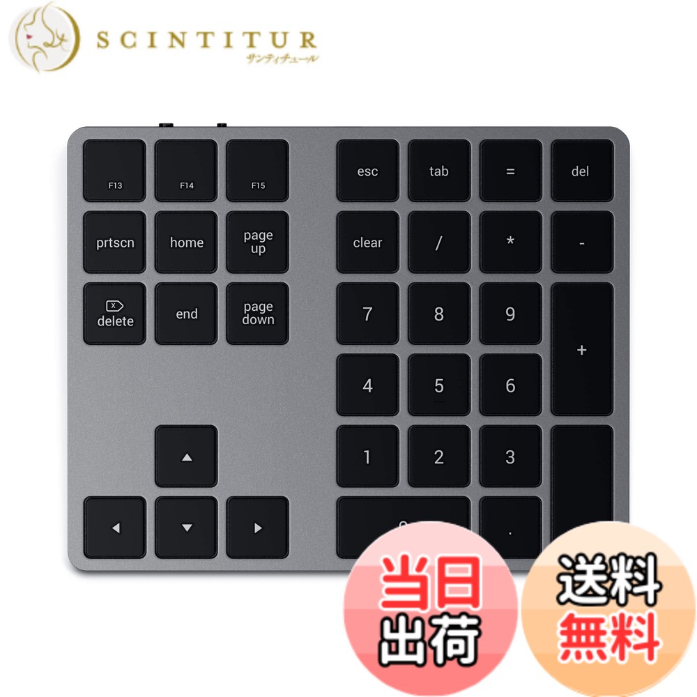【送料無料】SATECHI 34キー Bluetooth ワイヤレステンキーパッド － US 英語配列 薄型 USB-C充電式 数字キーボード、アルミザイン － MacBook Air & Pro、Mac Mini、iPad、iMac、iPhone 他対応 － スペースグレー