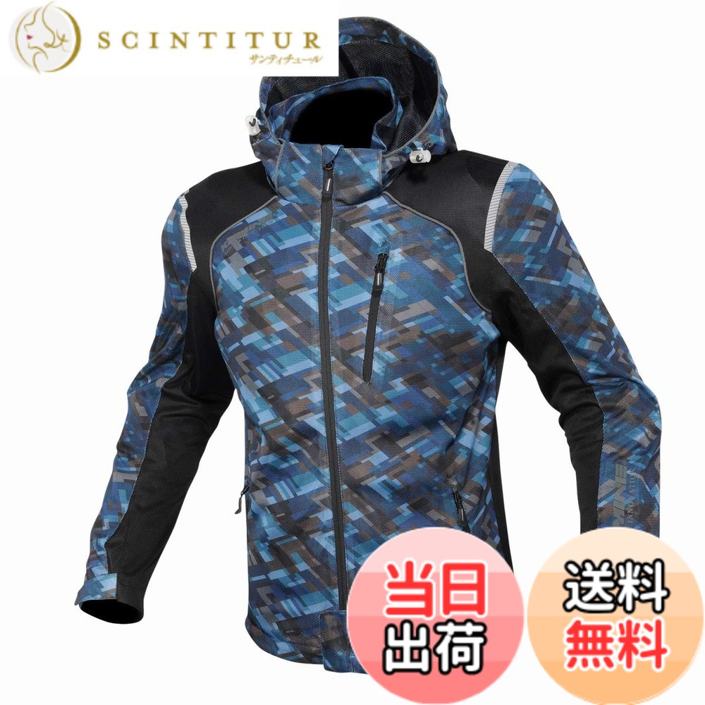【送料無料】[KOMINE] バイク用 ジャケット プロテクトフルメッシュパーカ JK-135 1212 春夏向け CE規格レベル2 メッシュ素材 プロテクター 07-135 メンズ Plaid Navy XL