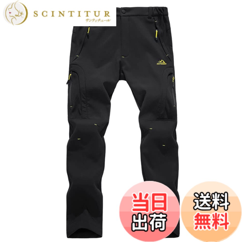 【送料無料】[KEFITEVD] アウトドアパンツ メンズ 防寒 登山パンツ メンズ ソフトシェルパンツ 暖かいズボン 作業着 ズボン ゴルフウェア ブラック JP M