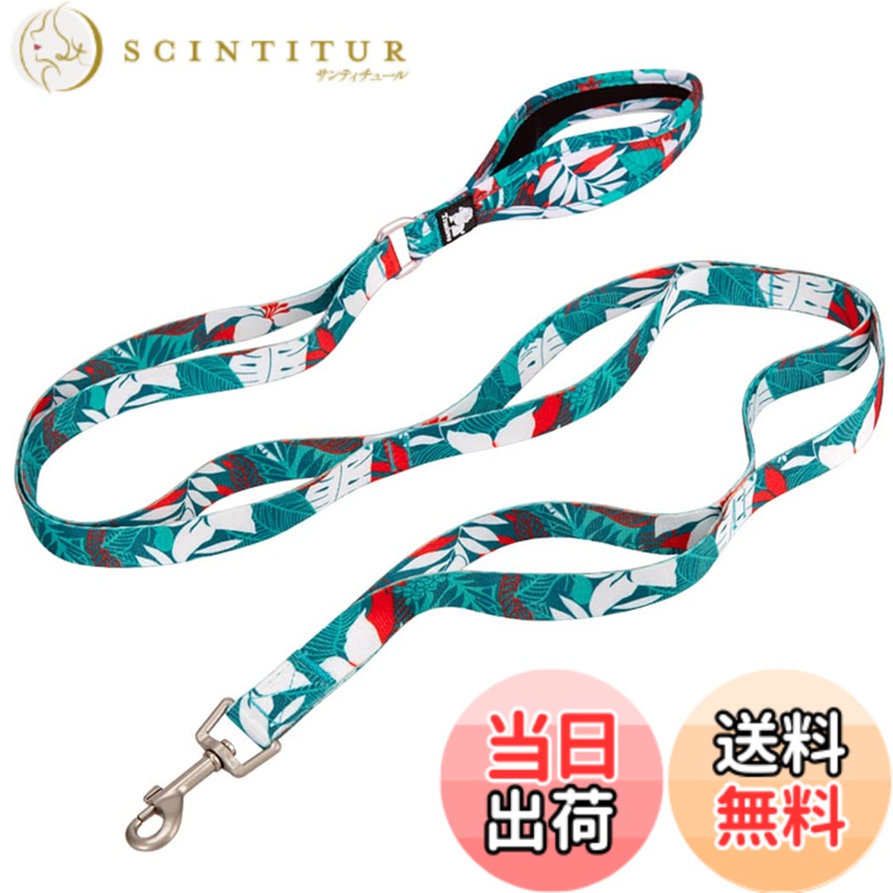 【送料無料】cocomall 六箇所持ちハンドル犬用リード 小型、中型、大型犬用 訓練用 ロングリード ペット用品 ナイロン製 通気性 調節可能 メッシュペット(blue&red,S)