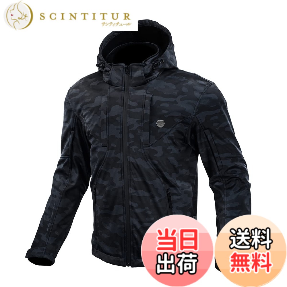 【送料無料】[KOMINE] ジャケット JK-6022 プロテクトソフトシェルシステムパーカ メンズ Black Camo XL
