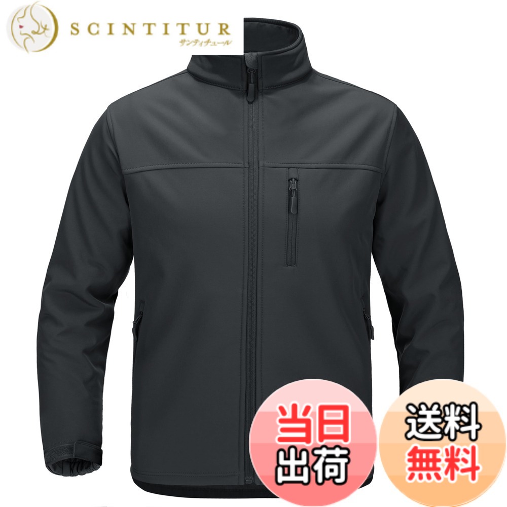 【送料無料】[KEFITEVD] ライダースジャケット メンズ 冬 アウトドアウェア 裏フリース サバゲー タクティカルジャケット 撥水 作業着 防寒ジャンパー トレッキング 登山 ウェア 黒 ブラック 2XL｜サンティチュール