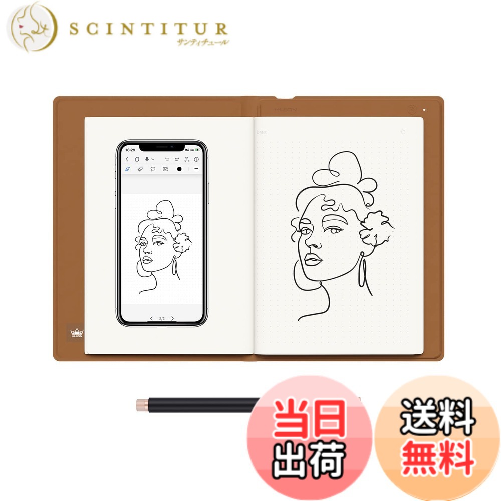 【送料無料】HUION NOTE アナログデジタルノート スマート手書きノート 紙に手書きしたメモを即デジタル化 ワイヤレスでスマホに連動 A5サイズ ラフ画制作 メモ書き 漫画 イラスト 授業 会議 ペンタブとして使用可能 【一台二役】 17,081円