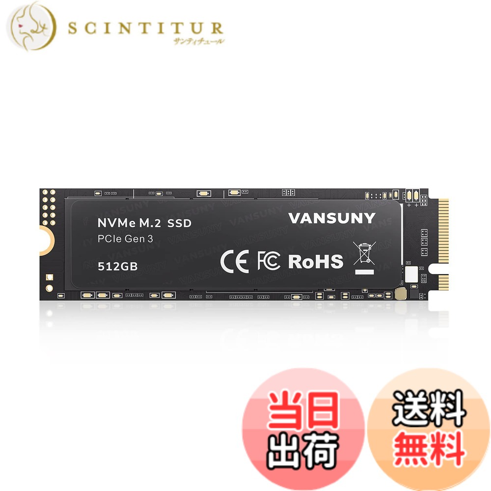 【送料無料】Vansuny 内蔵SSD 512GB PCle 3.0 NVMe M.2 SSD 最大3000MB/秒 3D NAND NVMe M.2 2280 内蔵ソリッド ステート ドライブ PCIe SSD より高速な PC とラップトップ用