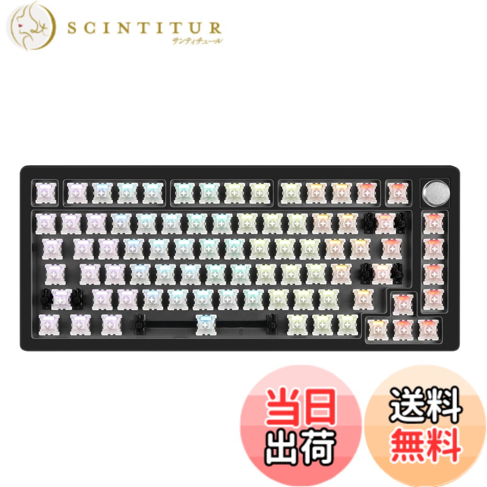 【送料無料】DrunkDeer A75 ラピッドトリガー キーボード メカニカル TKL ゲーミング 磁気スイッチ RGB 高速反応 有線 USB コンパクト 82キー Type C ノブ付き ベアボーン ブラック キーキャップなし