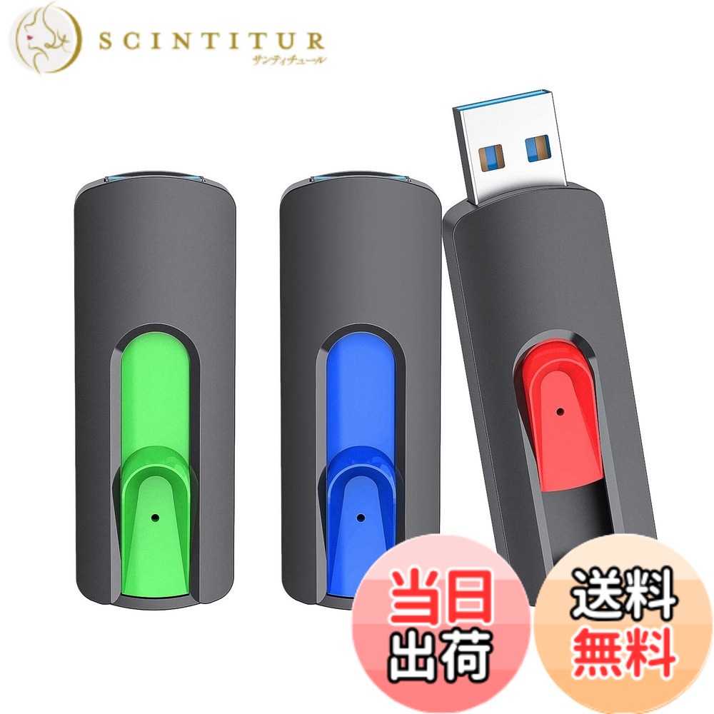 【送料無料】RAOYI USBメモリ128GB USB3.0 超高速データ転送 フラッシュドライブ 3個セット 読取り最大120MB/s ストラップホール付き｜サンティチュール