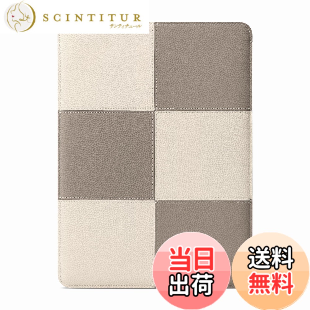 【送料無料】Comfyable Laptop Sleeve 13 Inch Precisely Compatible with MacBook Air M4 M3 2025 M2 M1 & MacBook Pro M2 M1 2022, Genuine Leather Protective Case Cover, Cream & Gray｜サンティチュール