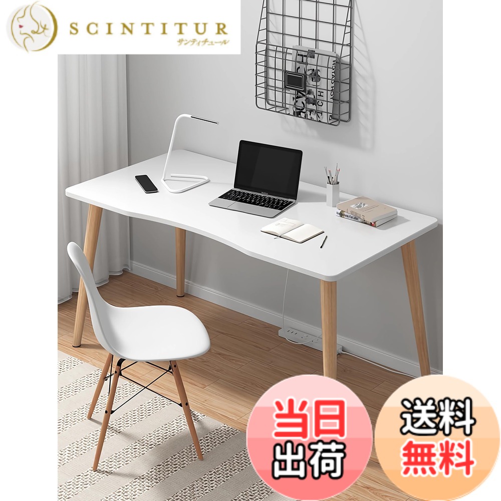 【送料無料】[Rshtong] デスク パソコンデスク 勉強机 北欧 木製 机 幅80cmx奥行50cm PCデスク 在宅勤務 リモートワーク用 おしゃれテーブル シンプル 化粧台 作業机 仕事用 組立簡単 (幅80cm, 白い)