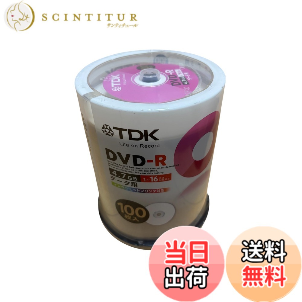 【貨物輸送無料】TDK 資料用 ヴィデオディスク-R 1-16倍速相応う ホワイトプリンタブル(口径38粍) 100枚 スピンドル DR47パソコン100PU