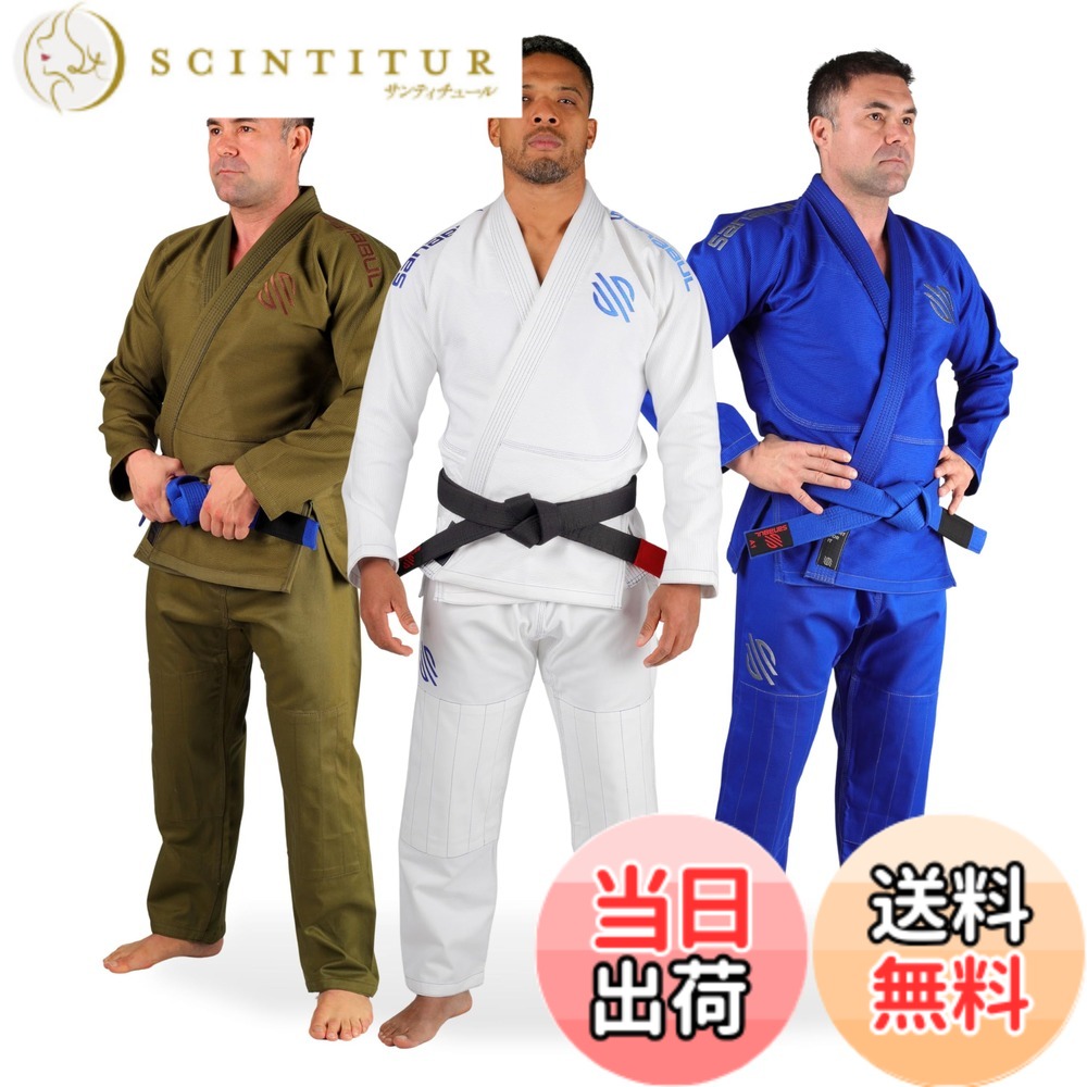 【送料無料】Sanabul Essentials V.2 超軽量 防縮加工 BJJ柔術着 (ネイビー 色：ホワイト、サイズ：A0｜サンティチュール