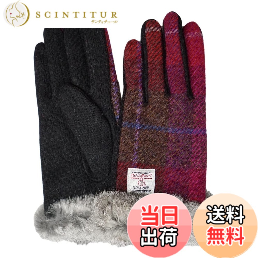 【貨物輸送無料】[スリーピング シープ] ハリスツィード Harris Tweed レディース 毛皮付き添い人 裏起毛 編み物出どころ 二人組 グローブ 入れもの付き添い人 色：サクラ色読み合わせる、大きさ：21糎（日本大きさS-M)