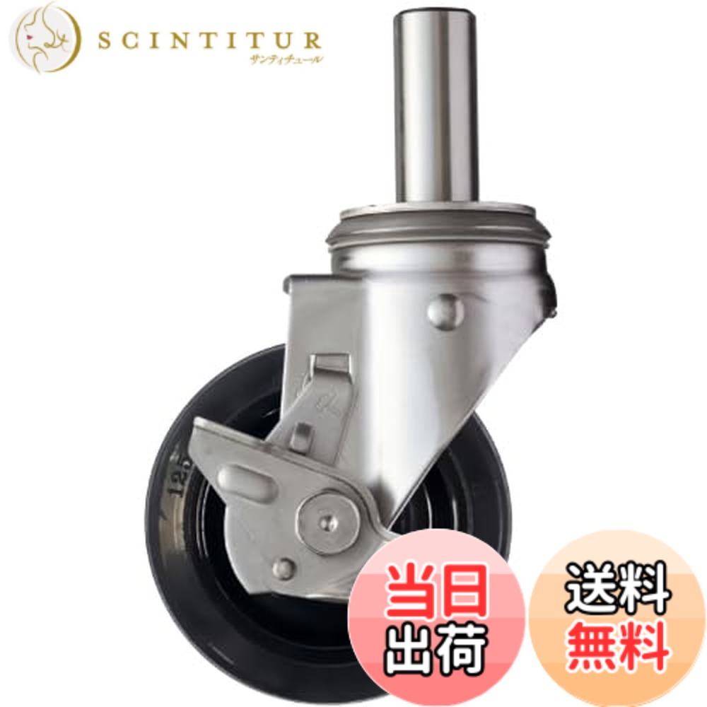 【送料無料】ハンマーキャスター(Hammer Caster) SUS サイドSP付 差込 ゴムB車 125mm 313SK-RBU125