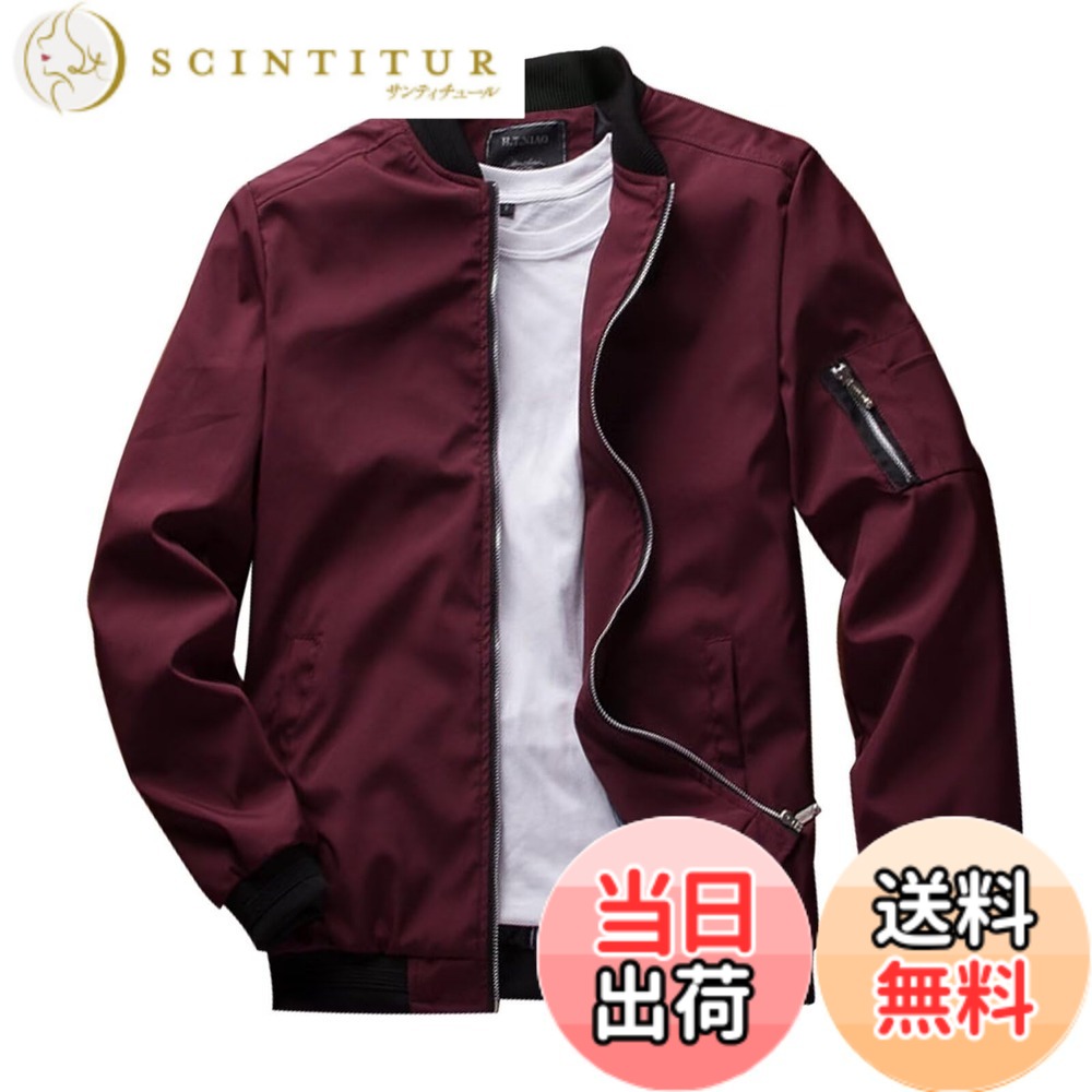 【送料無料】[ｉｎｏｔｅｎｋａ] ジャケット ライトジャケット コート メンズ M~4XL カジュアル ジャンパー スリム ブルゾン エムエーワンジャケット スタジャン ブルゾン フライトジャケット スタジャン 薄手 アウター 春 秋 色：レット、サイズ：4XL