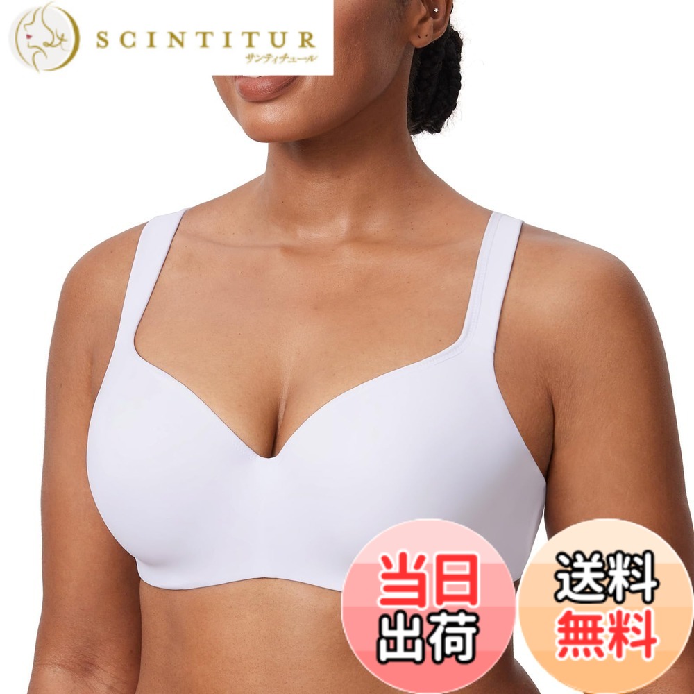 【送料無料】[DELIMIRA] ブラジャー 大きいサイズ ワイヤーあり 無地 フルカップ モールドカップ シームレスブラ tシャツブラジャー 色：ホワイト1、サイズ：D75