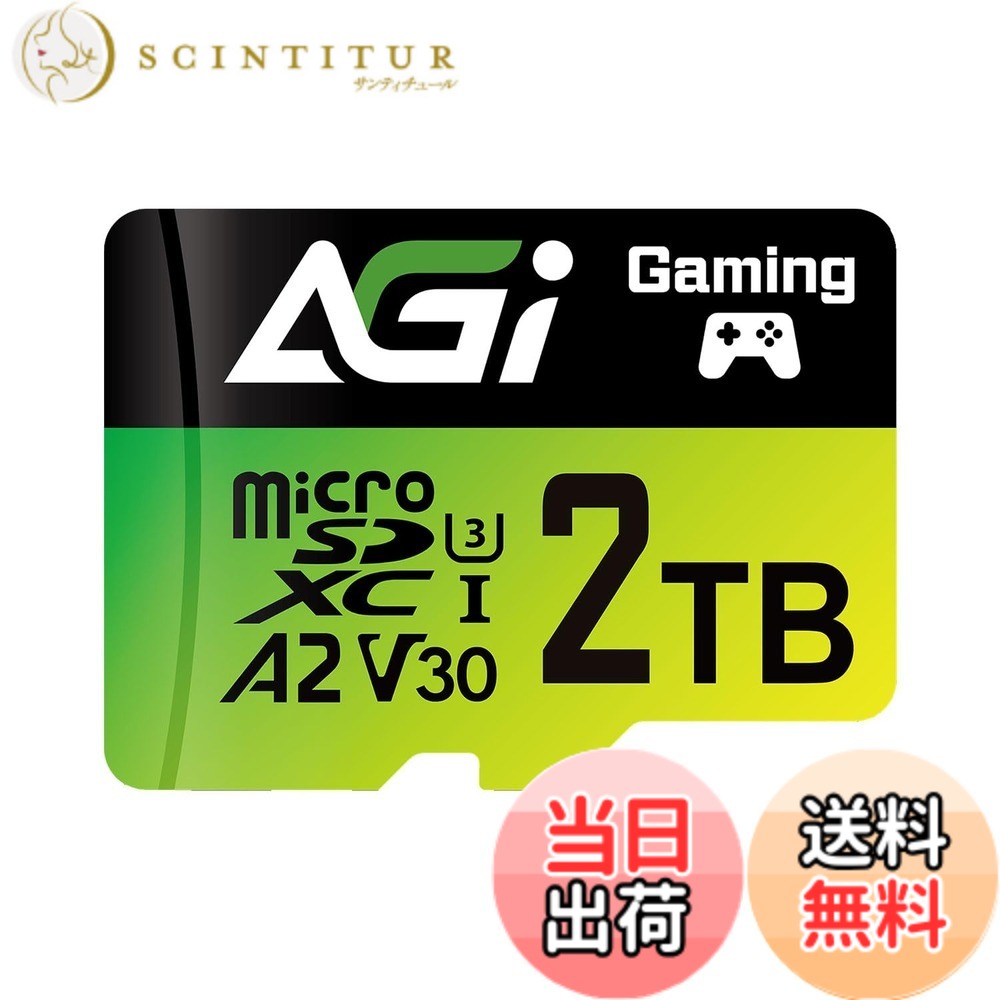 【貨物輸送無料】AGI 2結核症 マイクロsd歌留多 Switch動くこと突き止める済 Full 固定ディスク \u0026 4K A2 (読み出しす早さ最大限度170MB/s、書きとどめるす早さ最大限度160MB/s) アダプター付き添い人 U3 V30 UHS-I TF138 microSD歌留多 色：緑であること、大きさ：2結核症