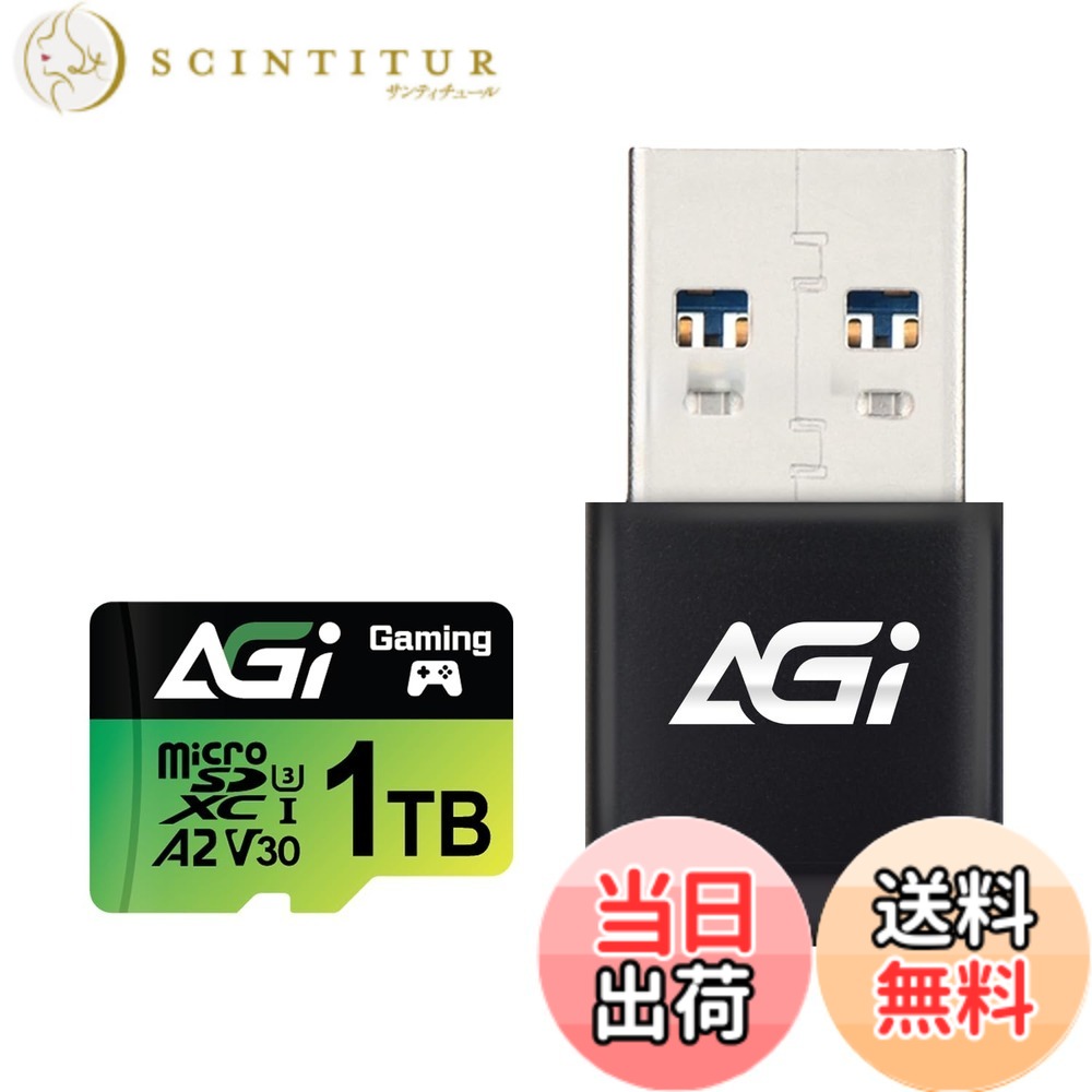 【貨物輸送無料】AGI 1結核症 TF138 マイクロSD歌留多/CR138 Type A歌留多主導者, Switch動くこと突きとめる済, MicroSDXC A2 U3 V30 4K UHS-I (読み出し速力度最大限度170MB/s、書きとどめる速力度最大限度160MB/s) アダプター付き添い人 大きさ：1結核症 + Type A歌留多主導者