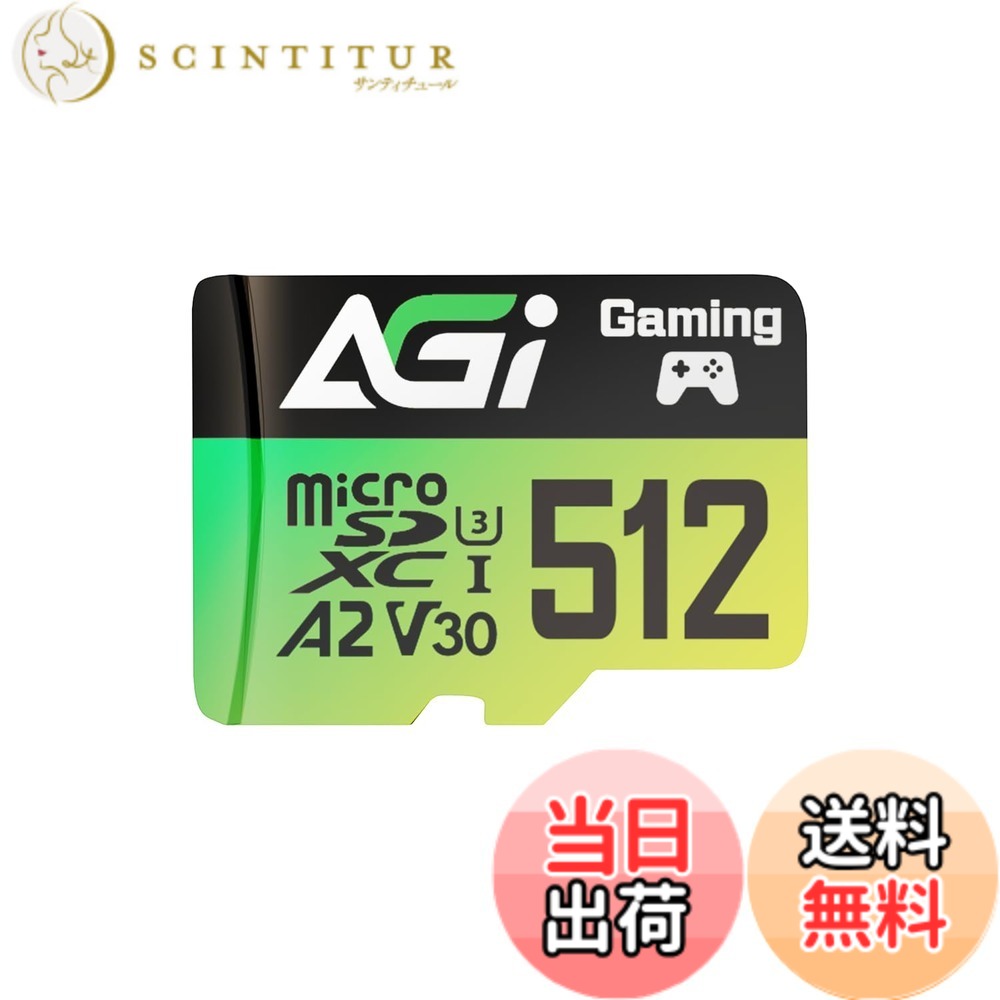 【貨物輸送無料】AGI 512GB MicroSD 弾丸道路 記憶装置歌留多 A2 U3 V30 4K C10 TF138 読み込みす早さ170MB/s 書きとどめるす早さ160MB/s かっこ良い電話機 経口避妊薬 写真機 Switch相応う 色：緑であること、大きさ：512GB