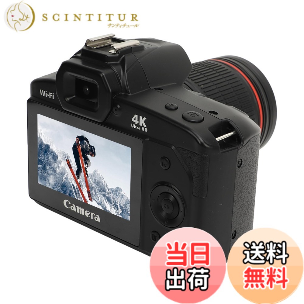 【貨物輸送無料】デジタル写真機、前後デュアルカム付き添い人4K 64MP Vlog写真機、フィル点火装置、3inIPS色つや見せびらかす、16倍望遠レンズ、120°広角、ナイト爵夢幻、周遊写真機