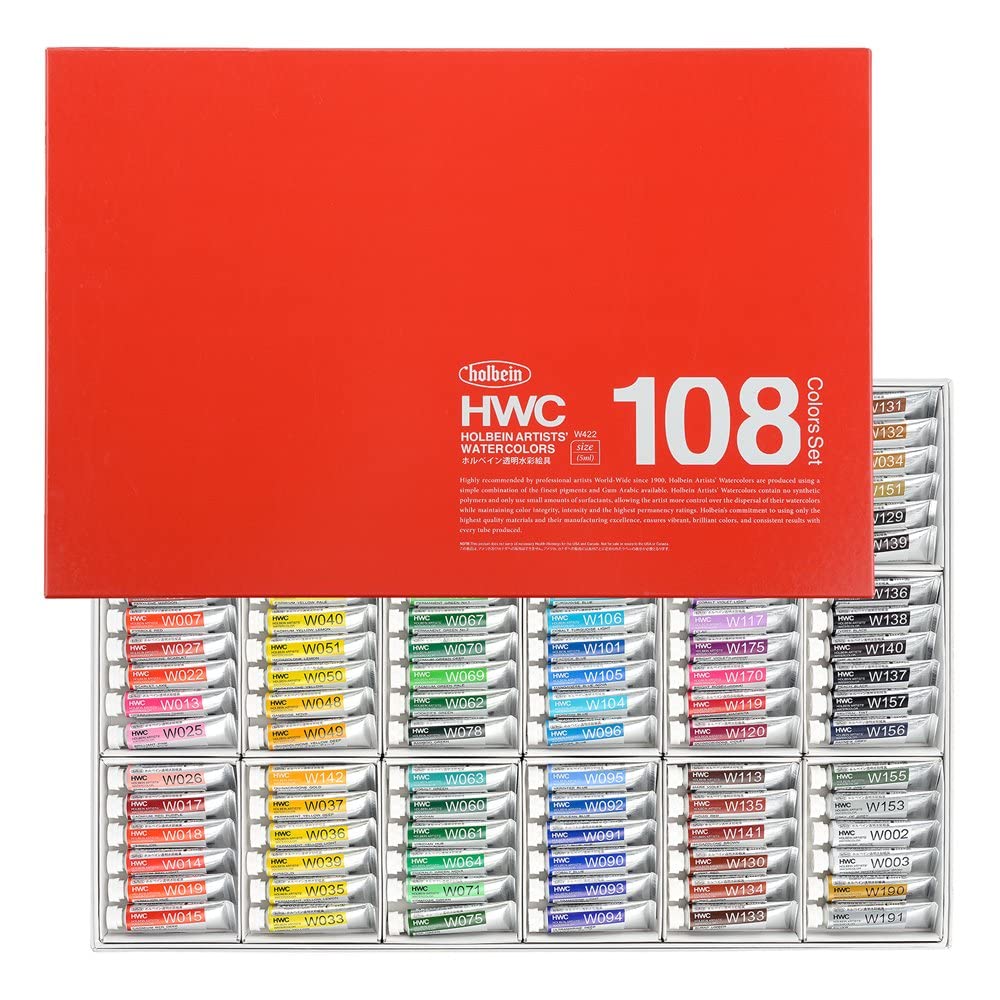 【貨物輸送無料】ホルベイン 澄み切った水彩画えの具 色：108全色書き割り、大いさ：5ml(2号)