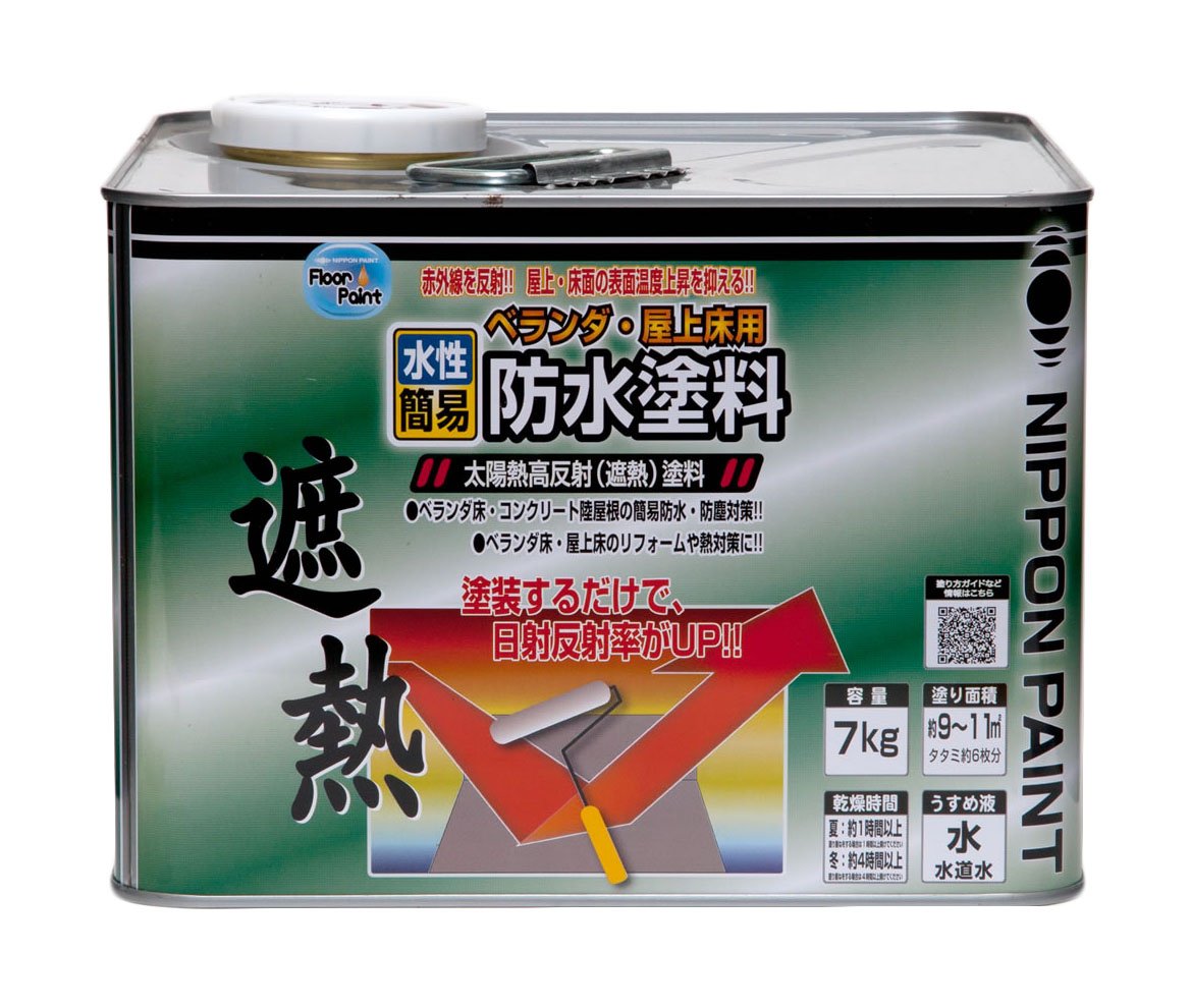 【貨物輸送無料】ニッペ えの具 えの具 水溶性回廊・屋上床用雨合羽遮熱えの具 色：冷やりとした緑であること、大きさ：7kg