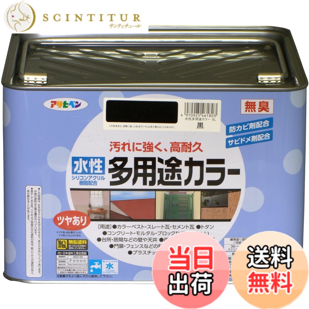 【貨物輸送無料】アサヒペン えの具 えの具 水溶性多役立つこと色合い 色：黒、大いさ：5L