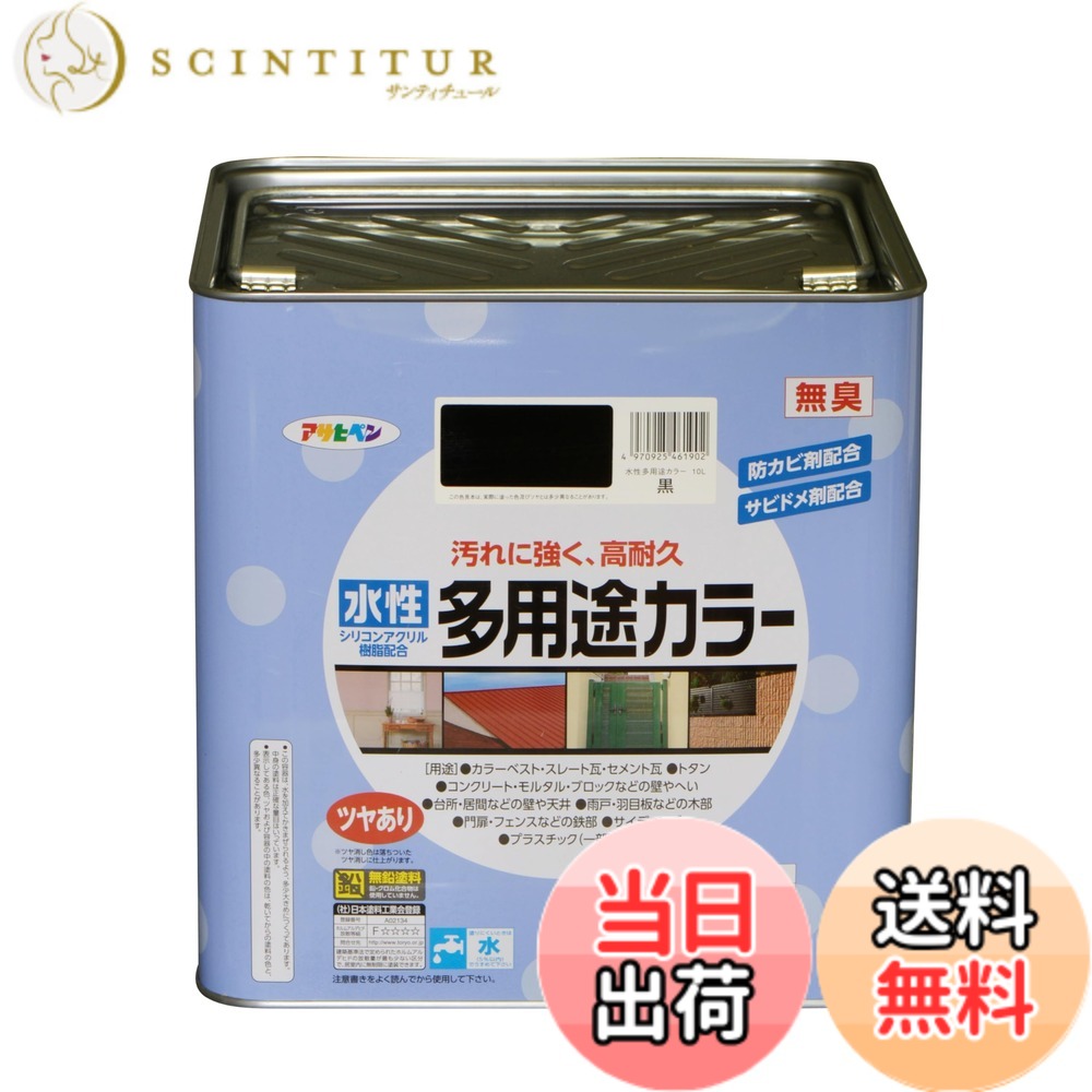 【貨物輸送無料】アサヒペン えの具 えの具 水溶性多役立つこと色合い 色：黒、大いさ：10L