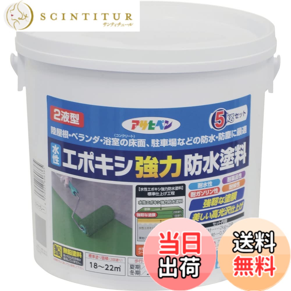 【貨物輸送無料】アサヒペン(Asahipen)水溶性エポキシ豪然たる雨合羽絵の具1KG/2KG/5KG 色：点火装置薄墨色、大きさ：5KG