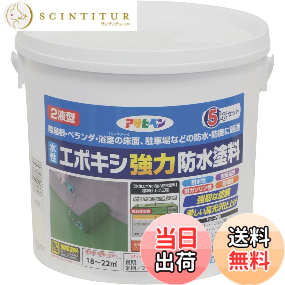 【貨物輸送無料】アサヒペン(Asahipen)水溶性エポキシ豪然たる雨合羽えの具1KG/2KG/5KG 色：白いこと、大きさ：5kg
