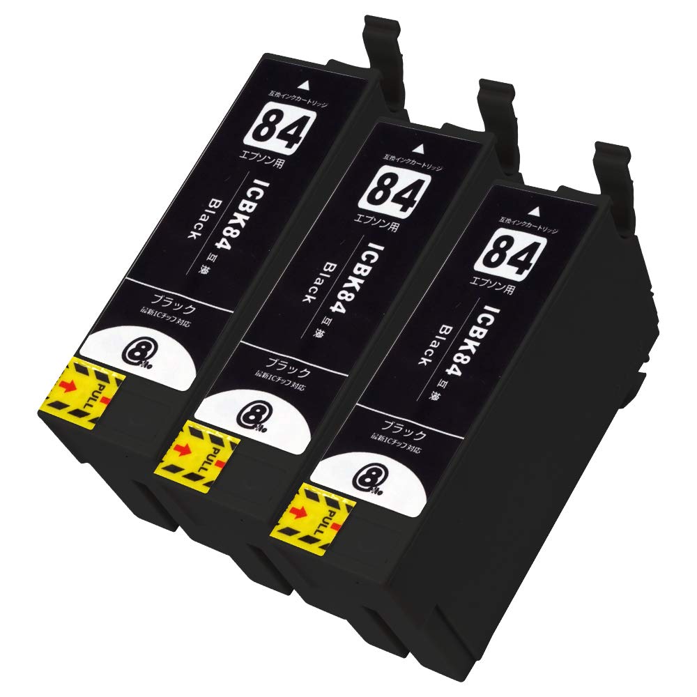 【貨物輸送無料】EPSON 集積回路84 PG 色：集積回路84-(PGBK/絵の具黒いこと)【3本仕掛ける(大電気容量)】 1年歳！