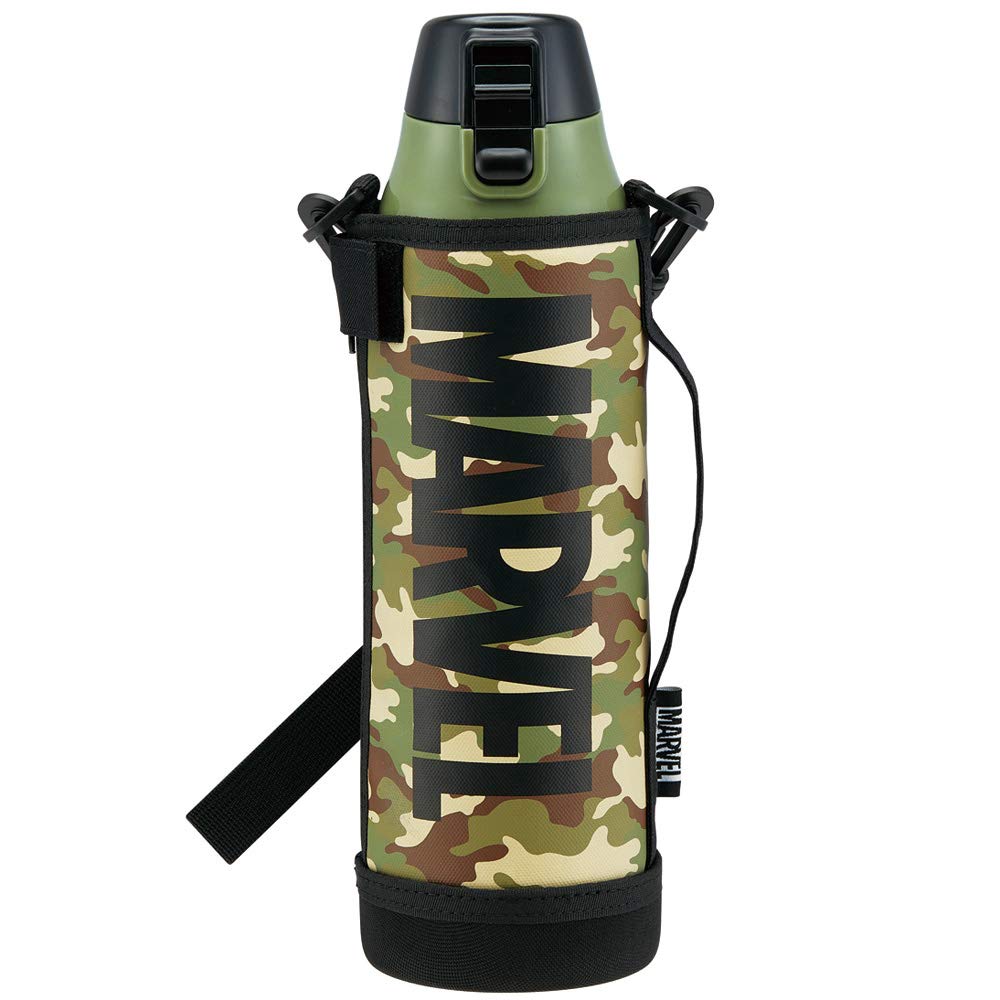 【貨物輸送無料】スケーター(Skater) 吸い筒 大収容能力 直飲み 990ml ステンレス鋼 保冷 運動競技壜 押しかぶせる付 鍵を掛ける付 ワンタッチ キッズ 小わっぱ 運動競技 マーベル ロゴタイプ ミリタリー KSDC10S-A 色：マーベル、大いさ：990 ml 子供用水筒・マグボトル-弁当箱・水筒