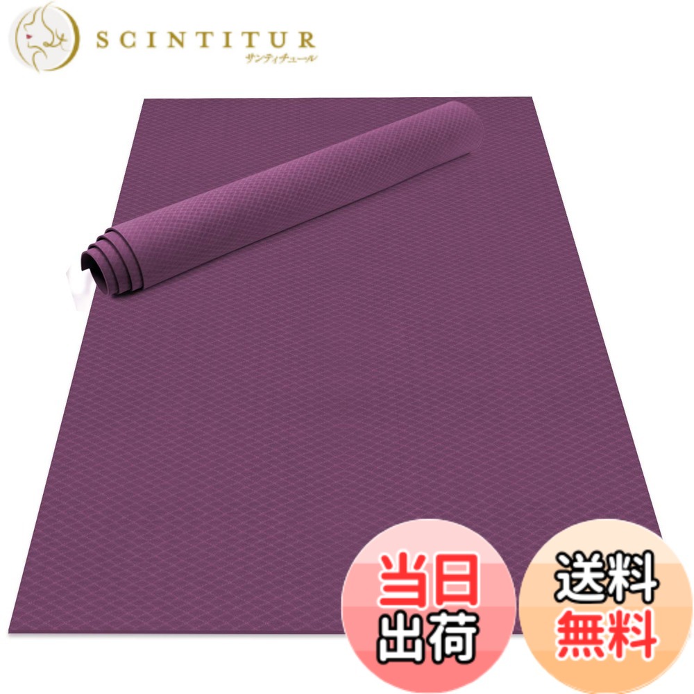 【貨物輸送無料】Odoland 瑜伽つや消し キャリーストラップ付 183x122糎/200x130糎 極厚6粍 上滑り打ち切り 形づくるつや消し エクササイズマット 色：パープル、大いさ：200x130糎