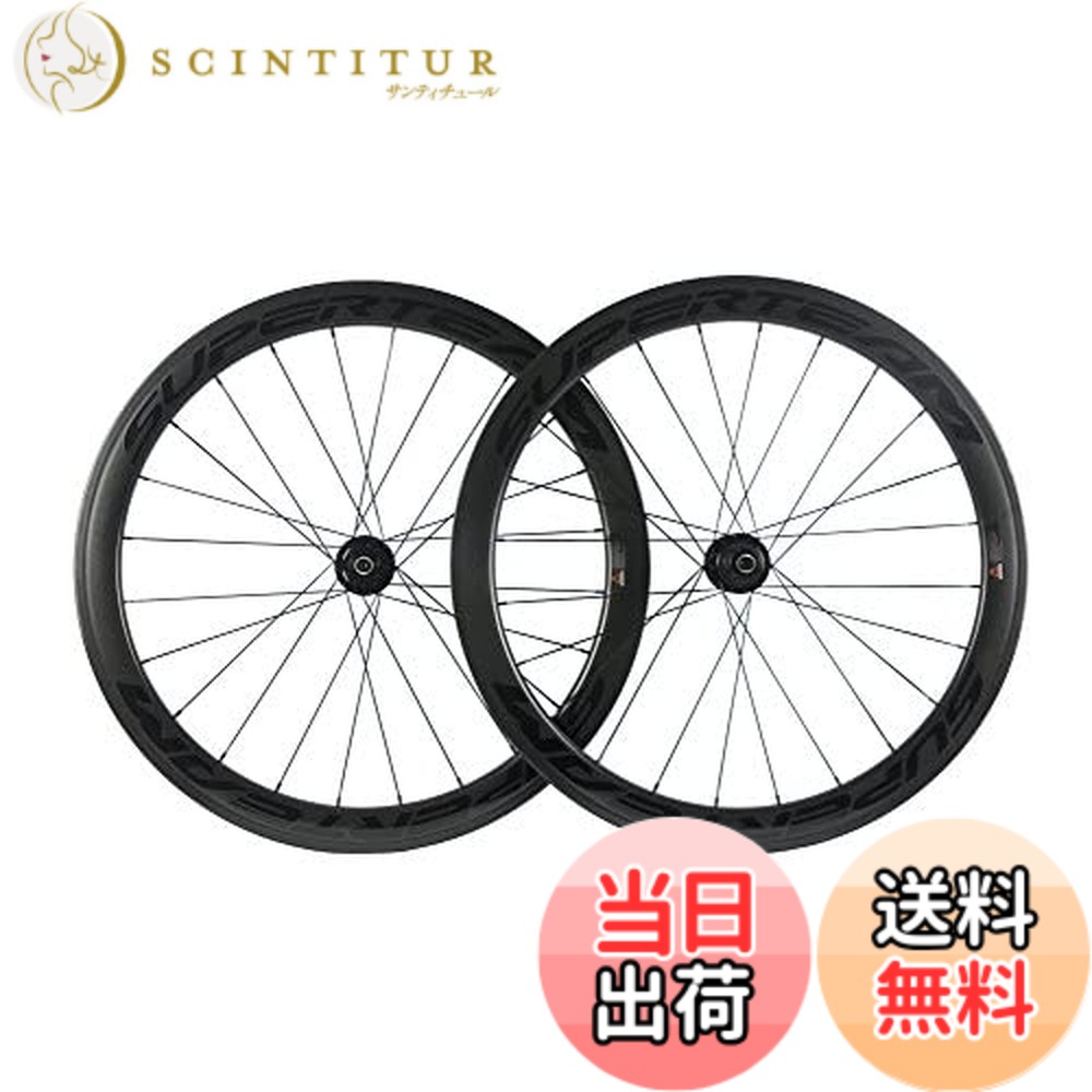 【送料無料】SUPERTEAM カーボンファイバーロードディスクブレーキホイールセット50mmクリンチャーホイール25mm 色:ブラック、サイズ:Thru-Axle Type Front 12*100mm Rear 12*142mm|サンティチュール