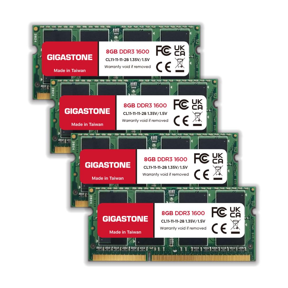 【貨物輸送無料】【記憶装置 万覚え帳マイコン専用 DDR3】GIGASTONE 8GBx4枚 (32GB Kit) DDR3/DDR3L 1600MHz (1333MHz) マイコン3-12800 (マイコン3-10600) CL11 1.35V/1.5V 2Rx8 SODIMM 204いの一番 アンバッファー 非ECC 万覚え帳 色：DDR3 1600MHz SODIMM 8GBx4枚 (32GB)、大きさ：32GB (4x8GB)