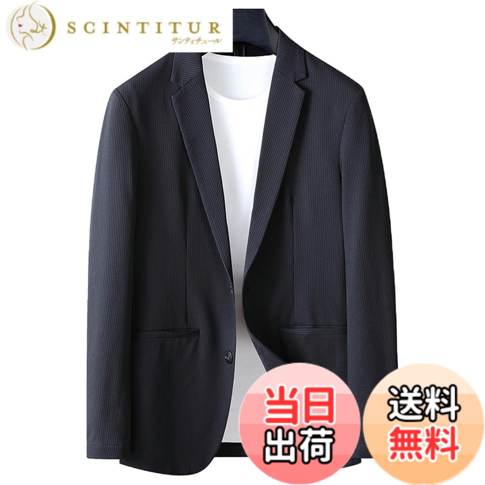 【貨物輸送無料】[Ｒｏｒｔｙｎｏ] 背広上衣 メンズ 商行為 テーラードジャケット 夏服 心地よいスポーツジャケット ゆったり 背広 薄っぺら サラサラ 超軽さ 点火装置上衣 通い アウター オシャレ 商行為上衣 無地 分かりやすい サマージ 色：黒いこと、大きさ：XL