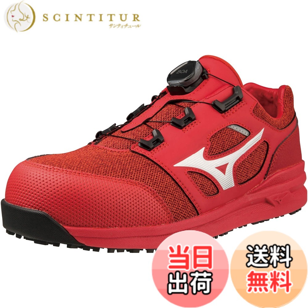 【貨物輸送無料】MIZUNO(ミズノ) メンズ 安全性のある靴 オールマイティ LS252L BOA細工物シューズ 色：赤いこと/白いこと、大いさ：27.5 糎