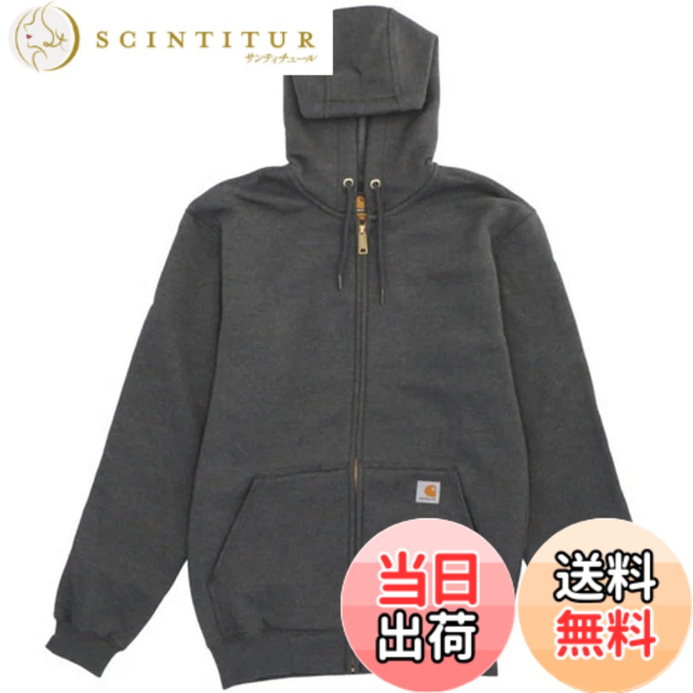 【送料無料】carhartt(カーハート) フード付きトレーナーMIDWEIGHT HOODED ZIP-FRONT SWEATSHIRTメンズ [並行輸入品] 色：Carbon_Heather(026)、サイズ：L｜サンティチュール