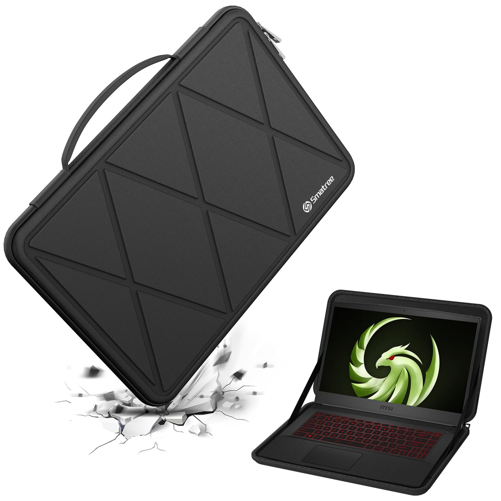 【貨物輸送無料】Smatree 捉え所のない EVA 保護すること衣袂容れもの MSI 一回りとっ始め用 色：X続きもの-黒いこと、大きさ：For MSI 16in(X8288-1)