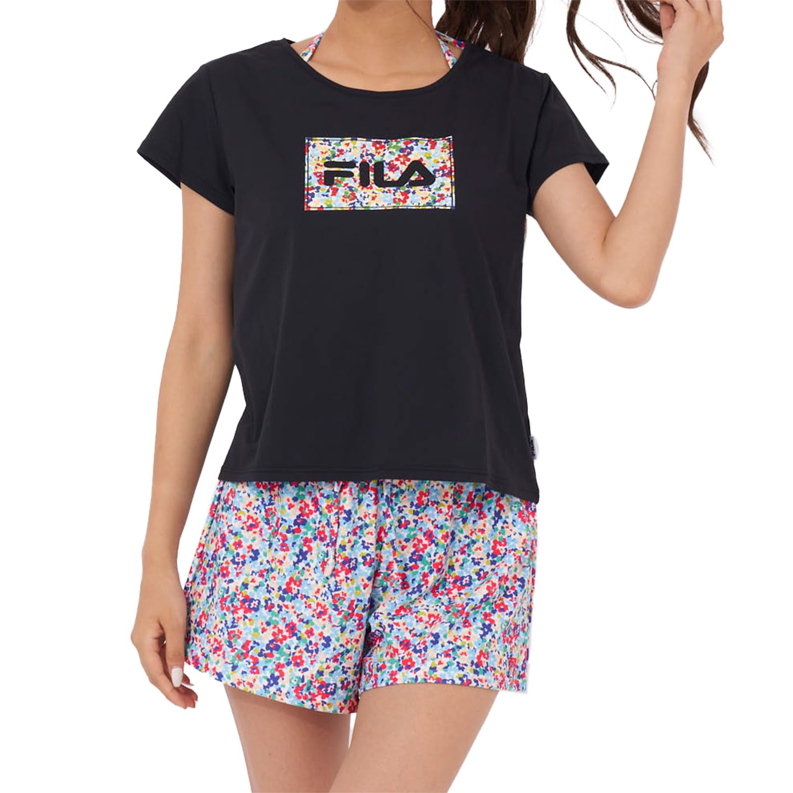 【貨物輸送無料】FILA ビーチカバーアップセットフィラ FILA レディース 水泳着 ビキニ4点書き割り 324603レディース 色：BK、大いさ：7
