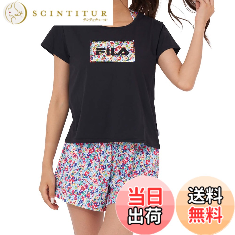 【貨物輸送無料】FILA ビーチカバーアップセットフィラ FILA レディース 水泳着 ビキニ4点書き割り 324603レディース 色：BK、大いさ：13