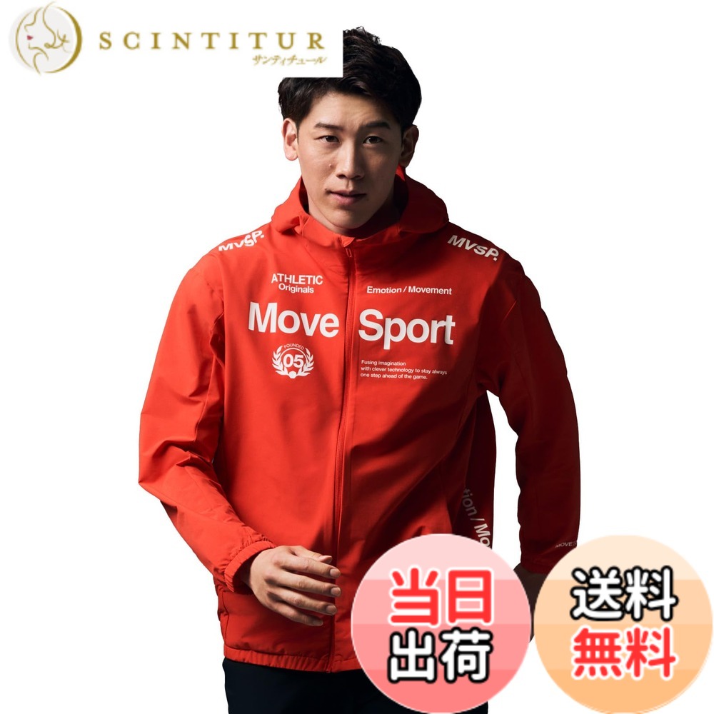 【送料無料】[デサント] ジャージ MOVESPORT 【石川祐希着用モデルあり】 AIRY TRANSFER ライトウォーム フルジップフーディー 軽量 4WAYストレッチ 保温 はっ水 トレーニング ランニング 色：RD00(ST4FJK21M)、サイズ：XO｜サンティチュール