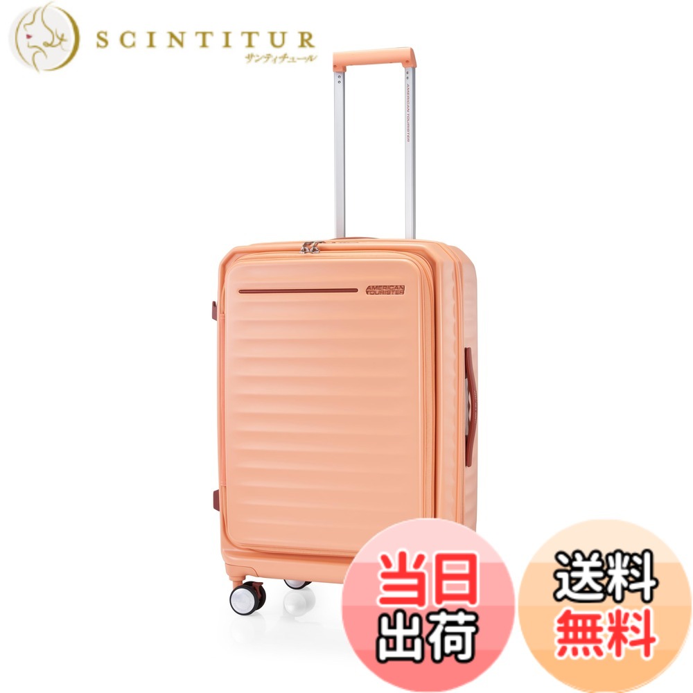 【送料無料】[アメリカンツーリスター] スーツケース フロンテック サイズ展開：S(機内持ち込み可)/M/L/トランク ブックオープニング 拡張機能 ポリカーボネート 衝撃吸収ホイール 軽量 ブレーキ付き American tou 色：アプリコットブラッシュ、サイズ：Mサイズ/4-6泊用｜サンティチュール