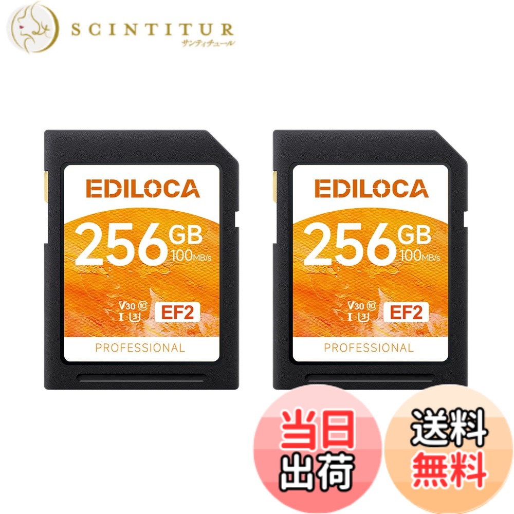 【貨物輸送無料】Ediloca SD歌留多 記憶装置歌留多 色：オレンジ色、大きさ：256GB