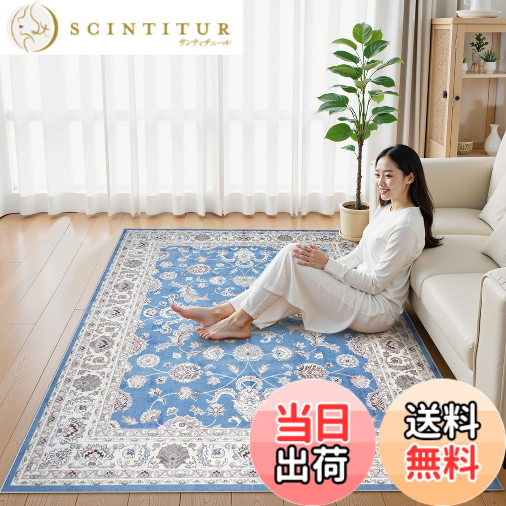 【送料無料】HAOCOO カーペット ペルシャ絨毯風 BS 色：[A]ライトブルー、サイズ：200 x 300 cm (長方形)｜サンティチュール